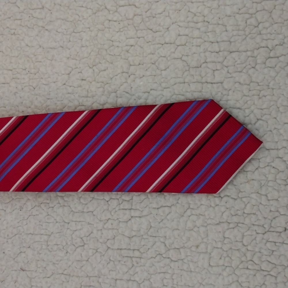 Laurant Bennet Milano Red Multi Stripe Silk Tie